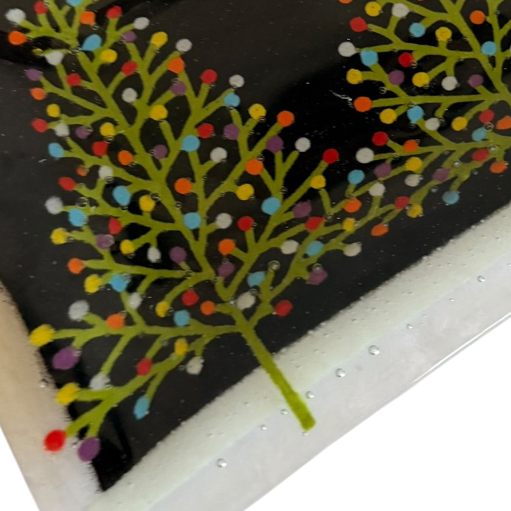 Peggy Karr Glass Tannenbaum Christmas Tree Holiday Tray