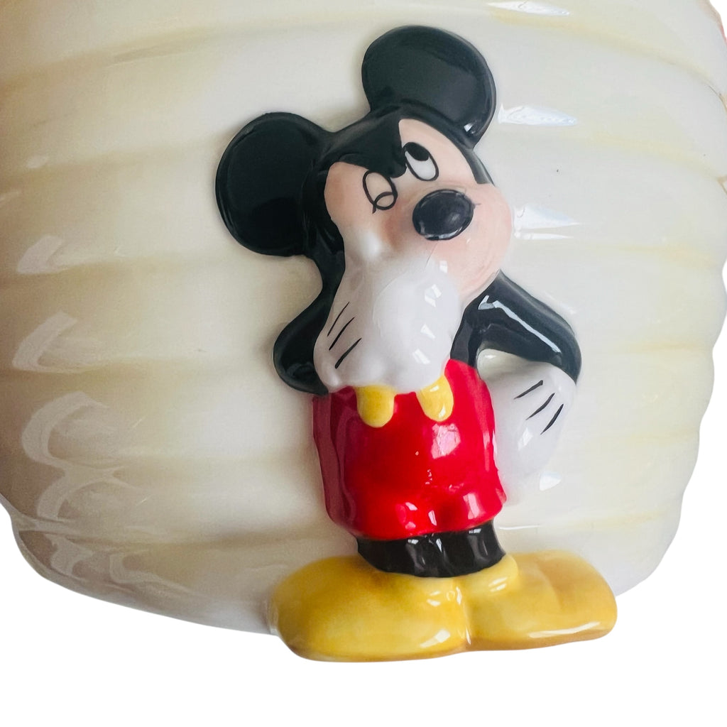 Disney Mickey Mouse Honeycomb Cream Ceramic Cookie Jar