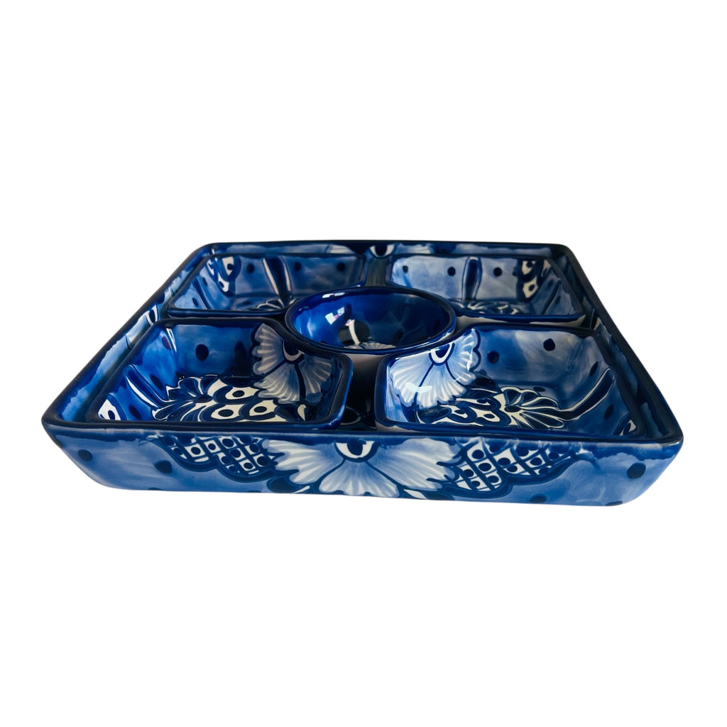 Vintage Mexico Ceramic Serving Tray with Dip Bowl