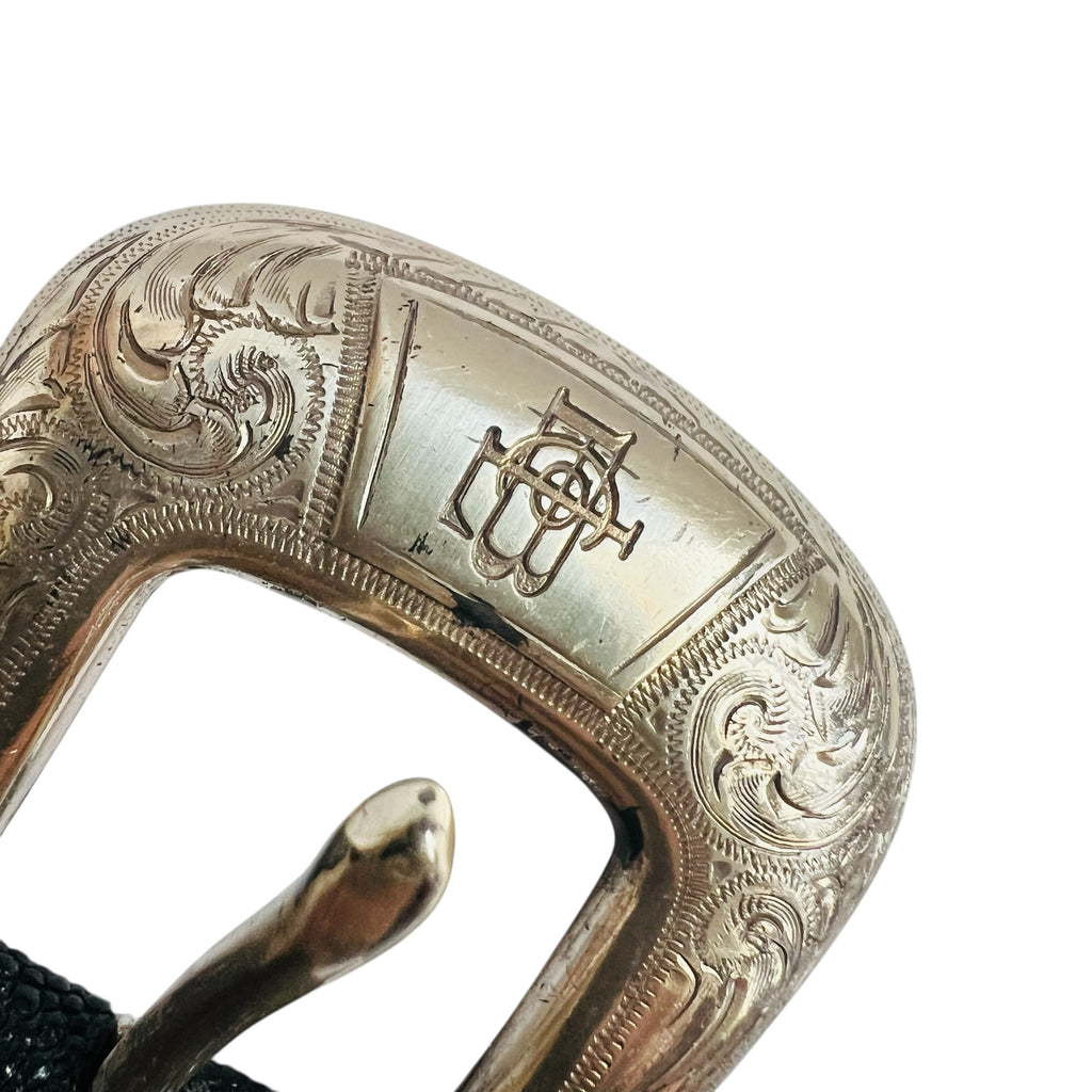 Vintage Lucchese Genuine Stingray Metal Buckle Belt