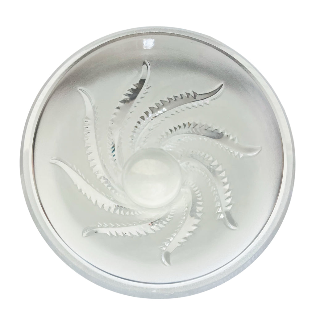 Lalique France Frosted Glass Fern Pattern Signed Vase