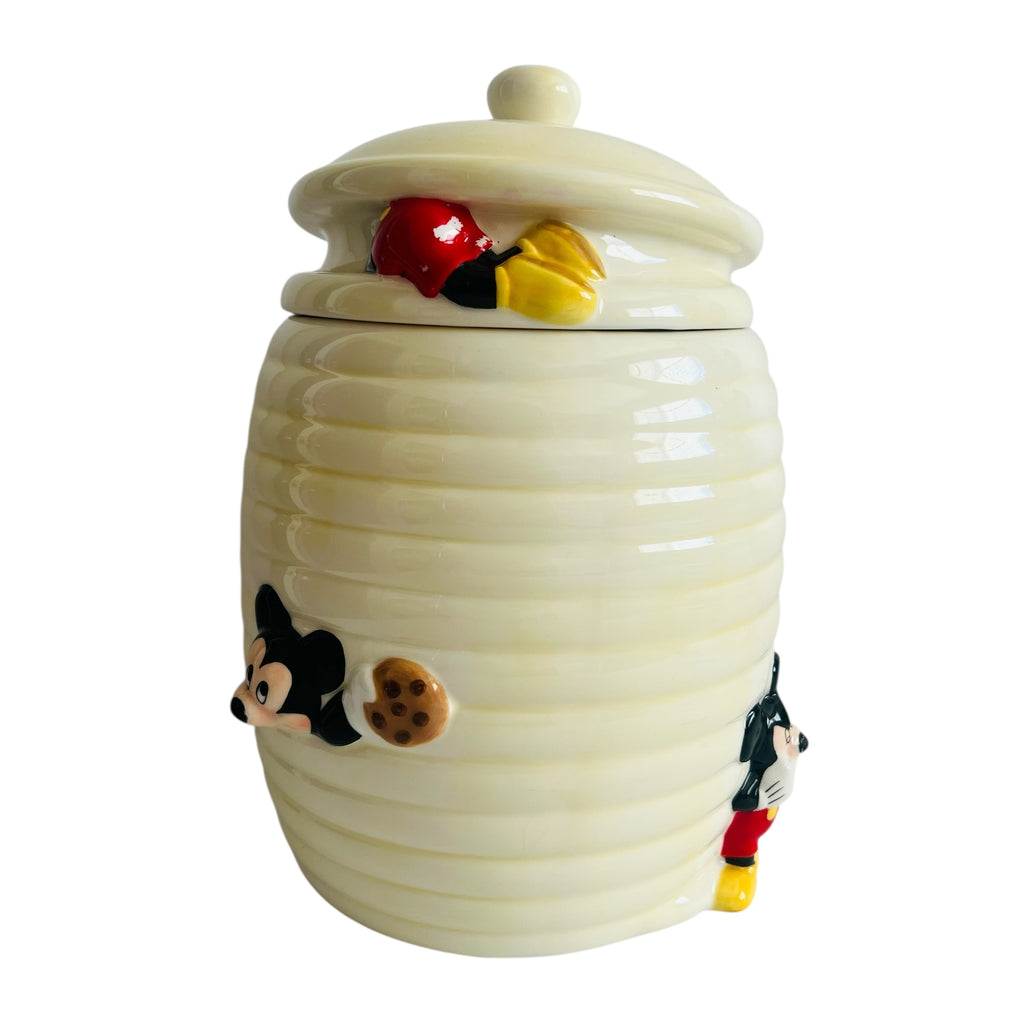 Disney Mickey Mouse Honeycomb Cream Ceramic Cookie Jar
