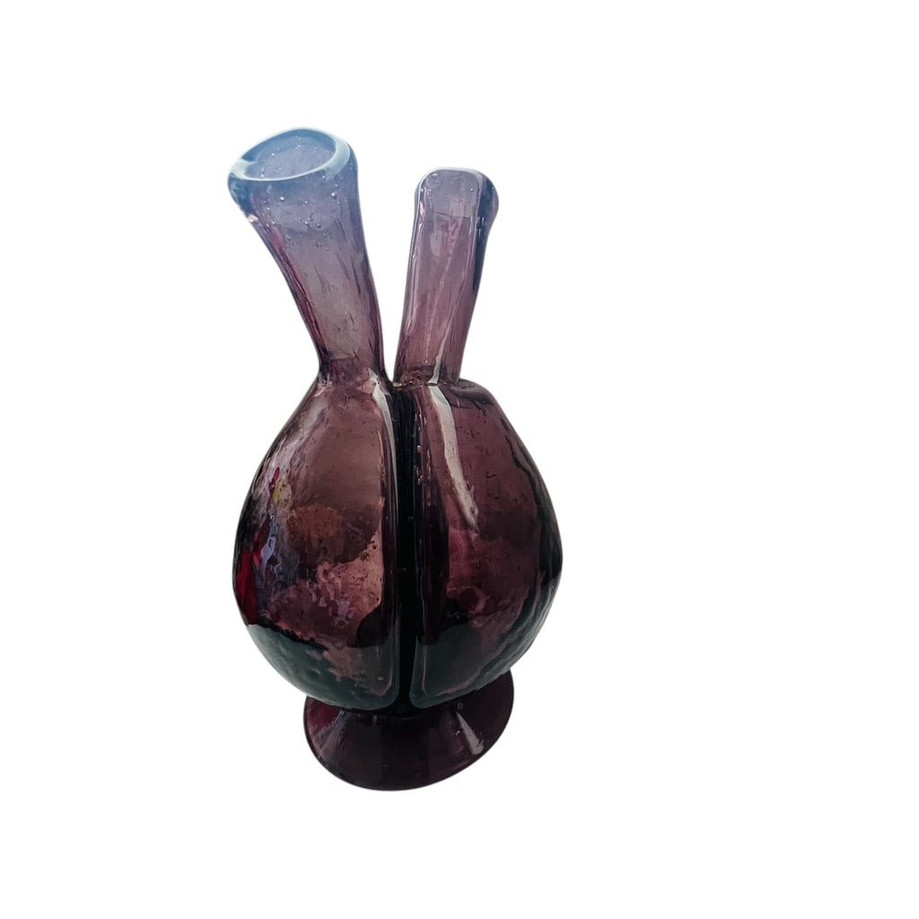 Vintage Art Glass Handblown Amethyst Double Bud Vase