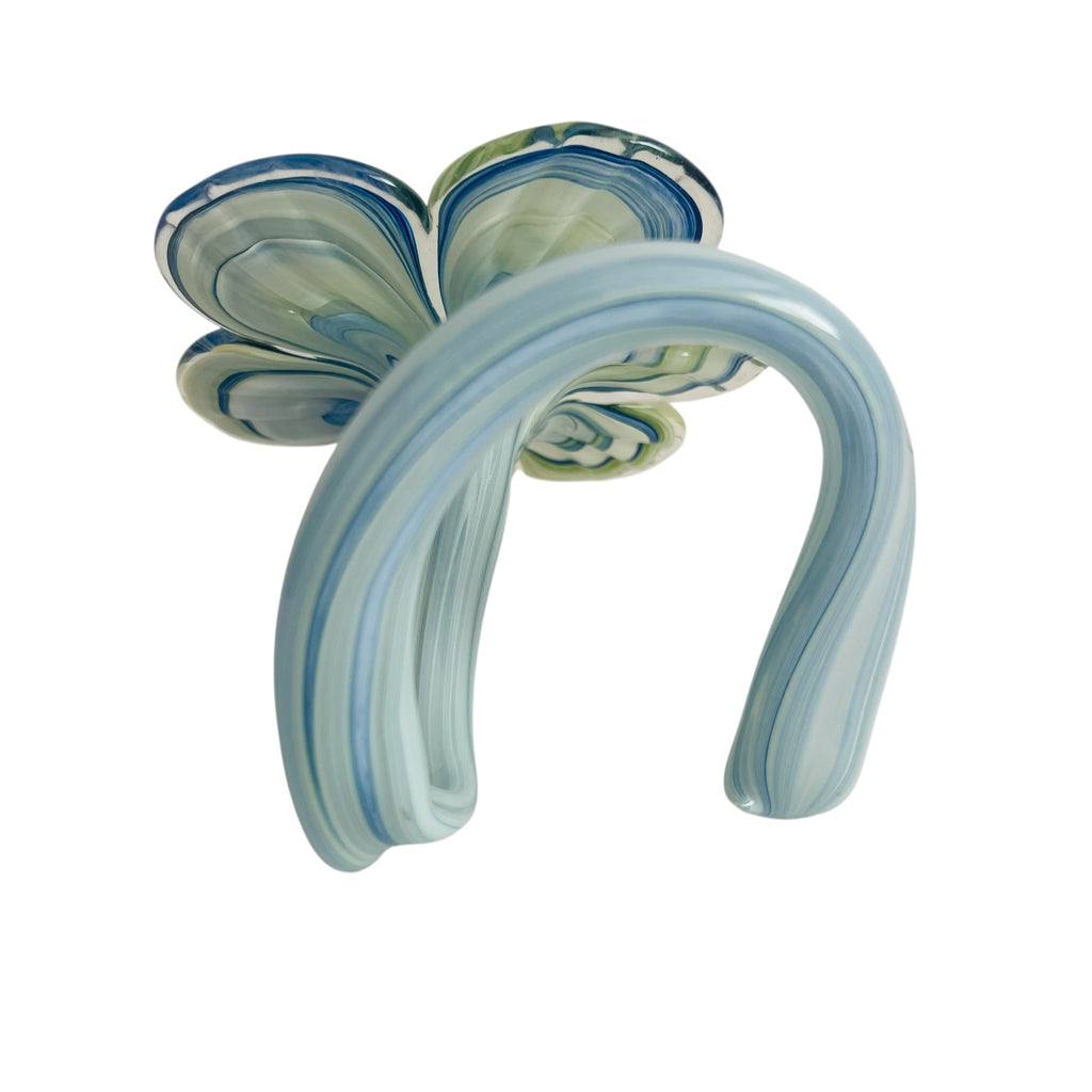 Vintage Art Glass Long Stem Stand Swirl Flower