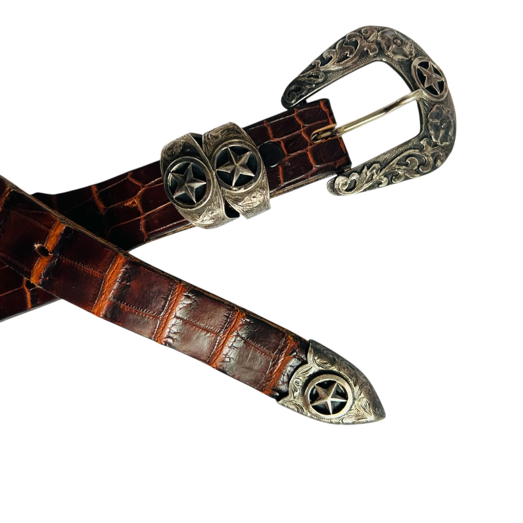 Vintage Texas Star William Stanton Sterling Buckle Belt