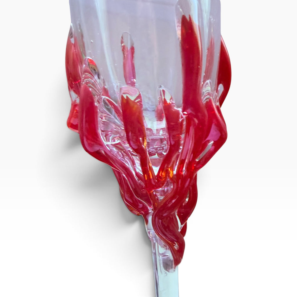 Tamaian Art Glass Signed Champagne Red Flute