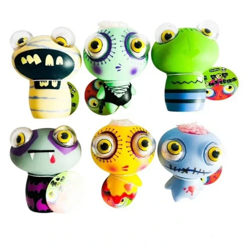 Schylling Pop Monsters Eye Popping Squeeze Critter Toys Lot of 6