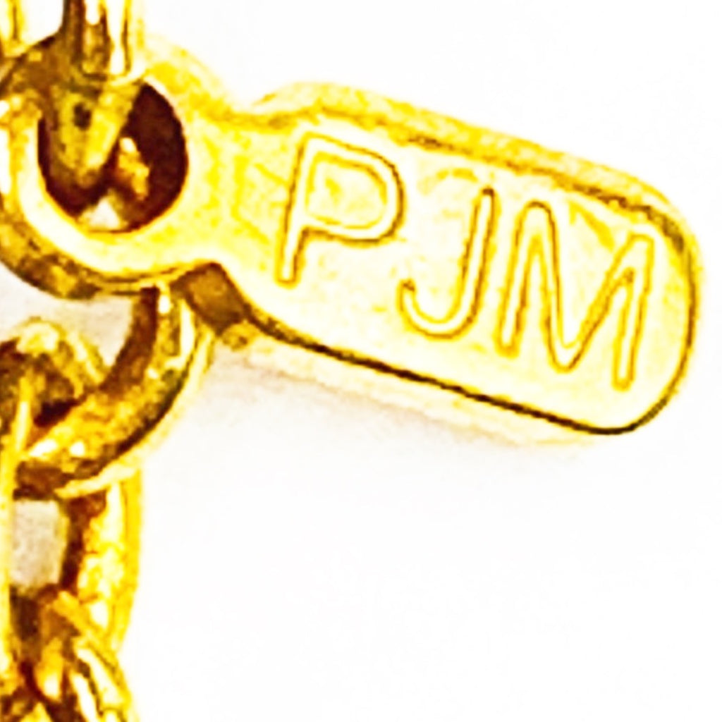 PJM Cross Pendent Faux Gemstone Link Chain Necklace