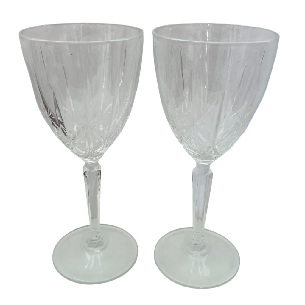 Waterford Crystal Marquis Sparkle Water Goblets Elegant Clear Etch Cut Set of 2
