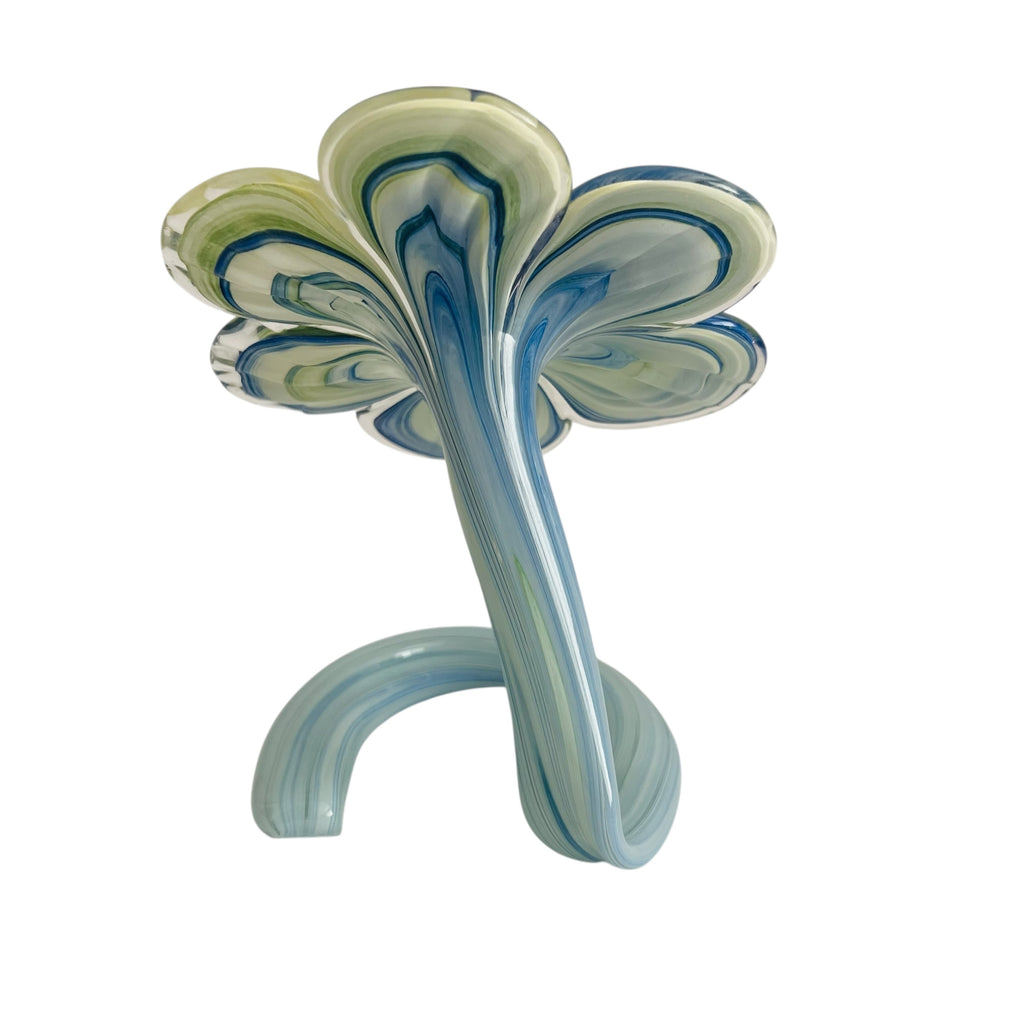 Vintage Art Glass Long Stem Stand Swirl Flower