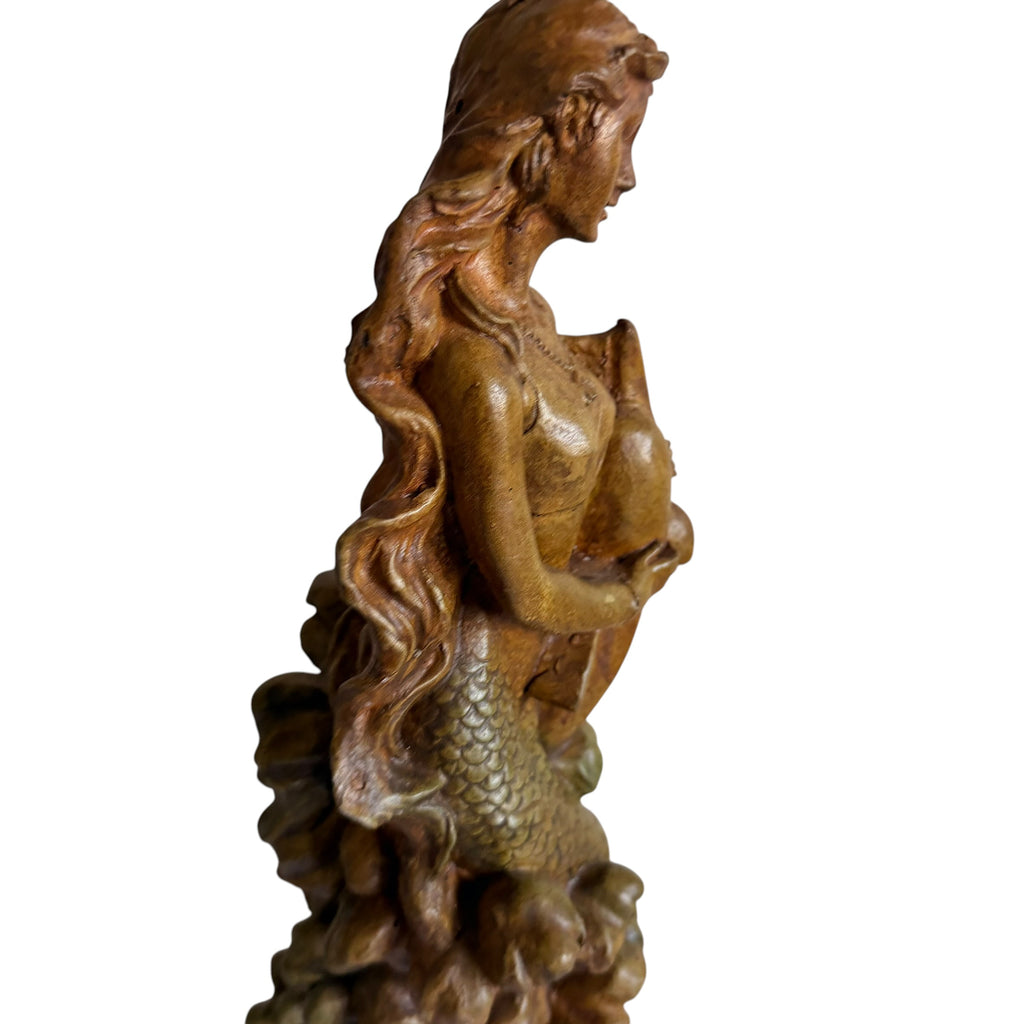 Vintage Chalkware Mermaid Statue