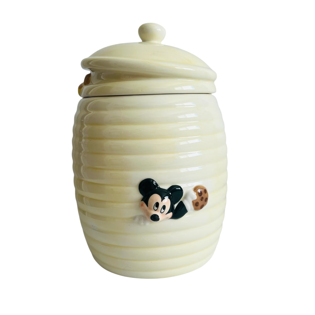 Disney Mickey Mouse Honeycomb Cream Ceramic Cookie Jar