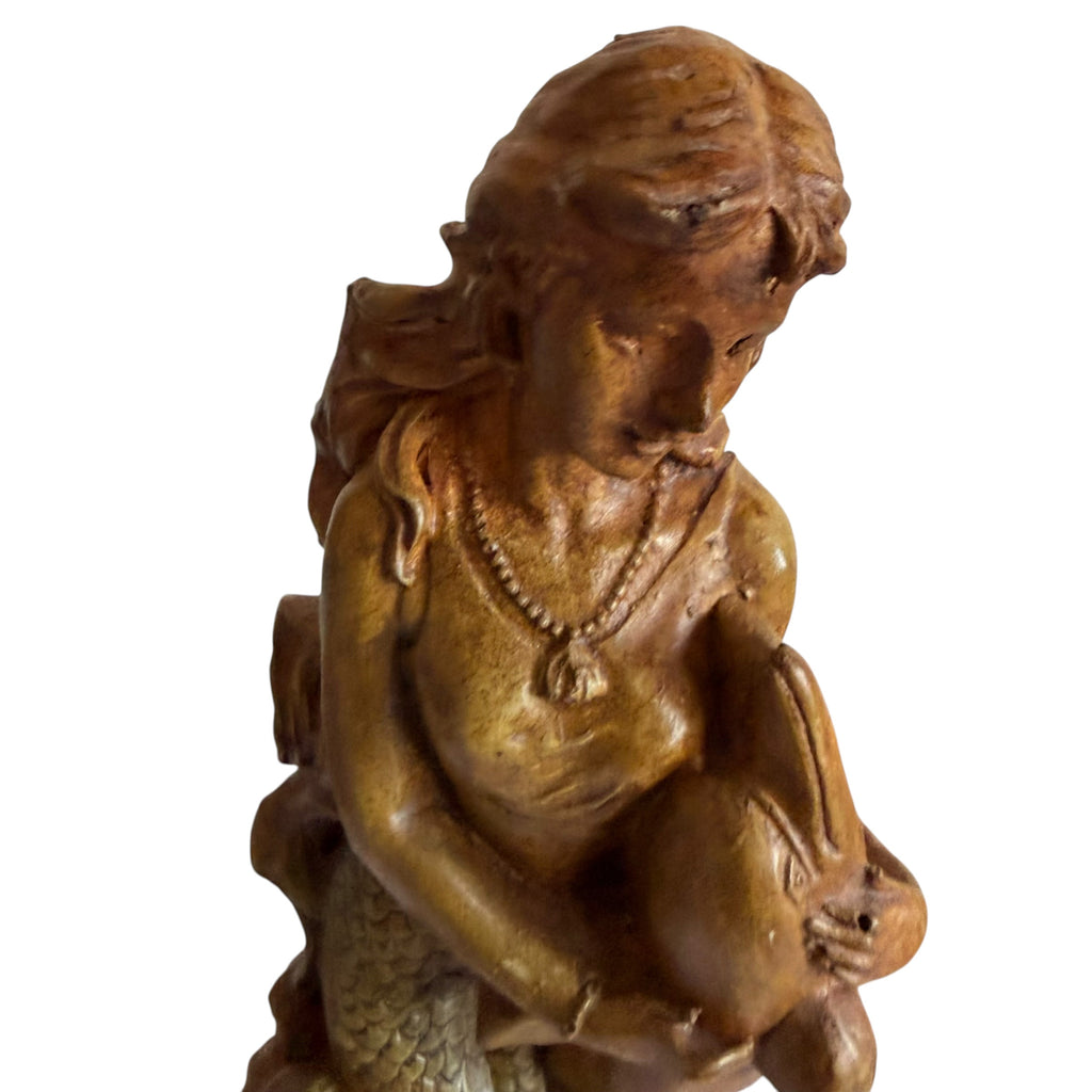 Vintage Chalkware Mermaid Statue