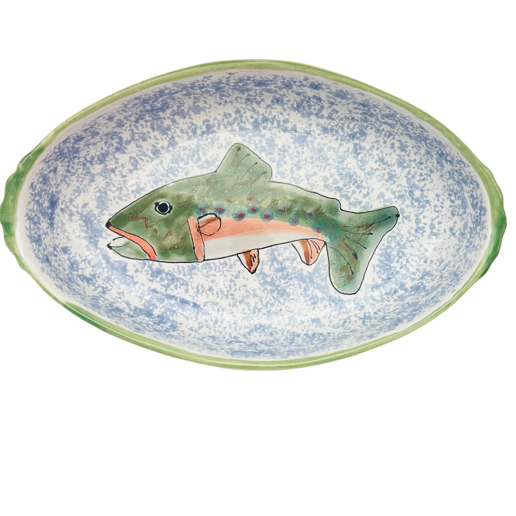 Mesa International Pottery Ceramics Fish Design Serving Bowl Platter Dish