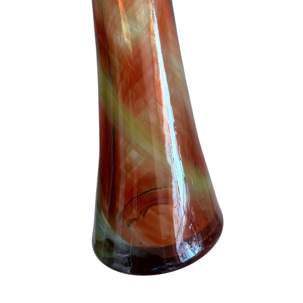Vintage Hand Blown Swirl Glass Bud Vase