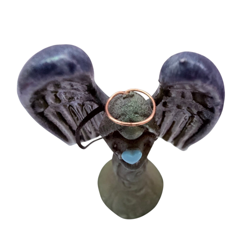 Raku Angel Heart Jeremy Diller Signed Ornament
