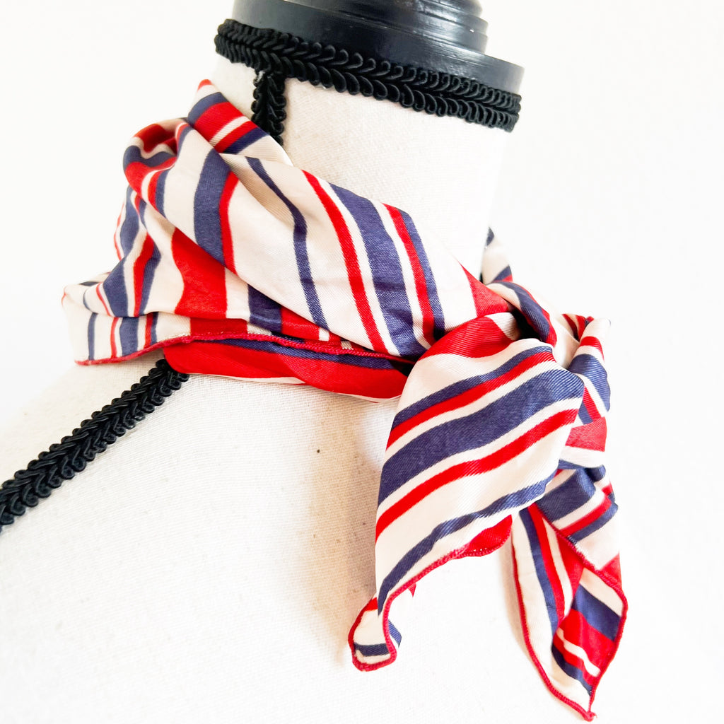 Vintage Stripe Red White Blue Handkerchief Bandanna