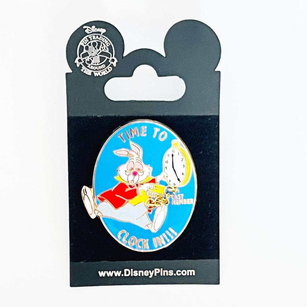 Disney Alice in Wonderland White Rabbit Time To Clock In Cast Exclusive Pin