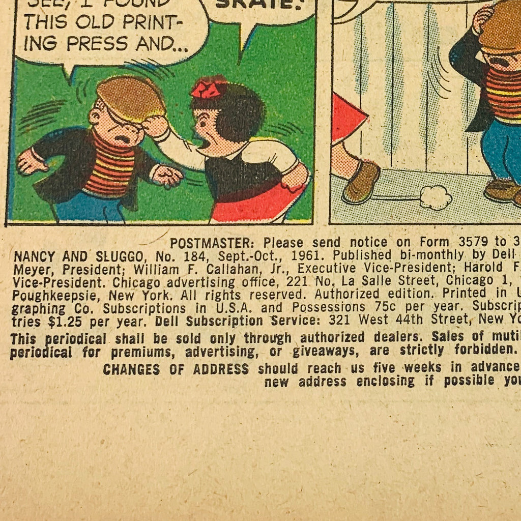 Nancy And Sluggo 1961 October No.184 Dell Comic Book