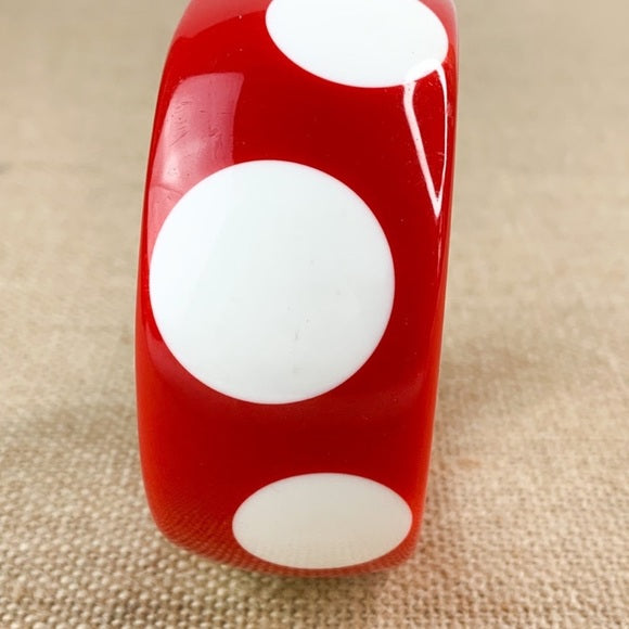 Vintage Lucite Chunky Polka Dot Bangle Bracelet