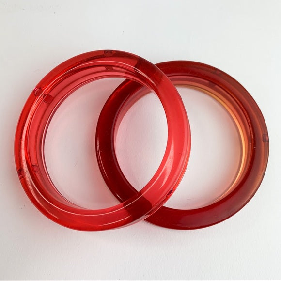 Vtg Lucite Plastic Transparent Bangle Bracelets
