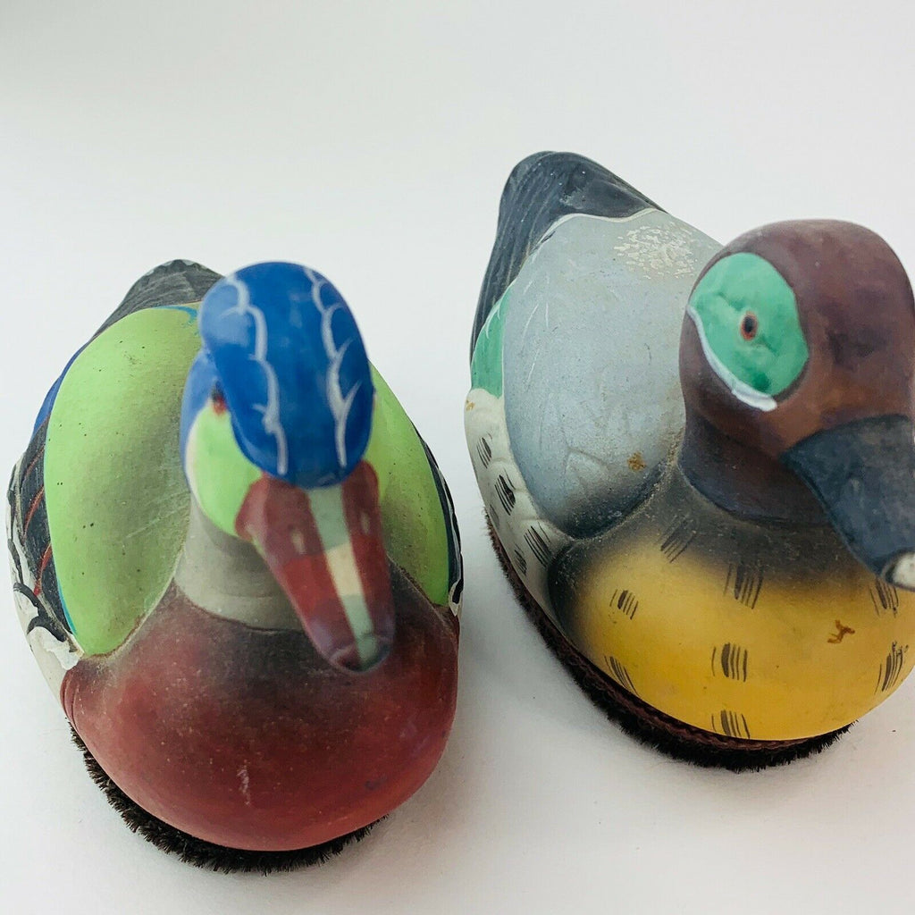 Vintage Jasco Ceramic Wood Duck Lint Remover Brush Decoy Figurine