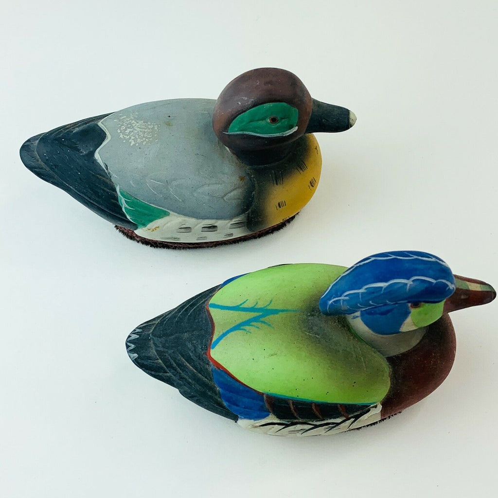 Vintage Jasco Ceramic Wood Duck Lint Remover Brush Decoy Figurine