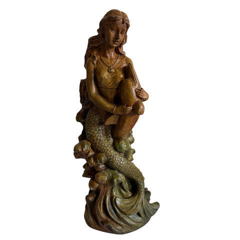 Vintage Chalkware Mermaid Statue