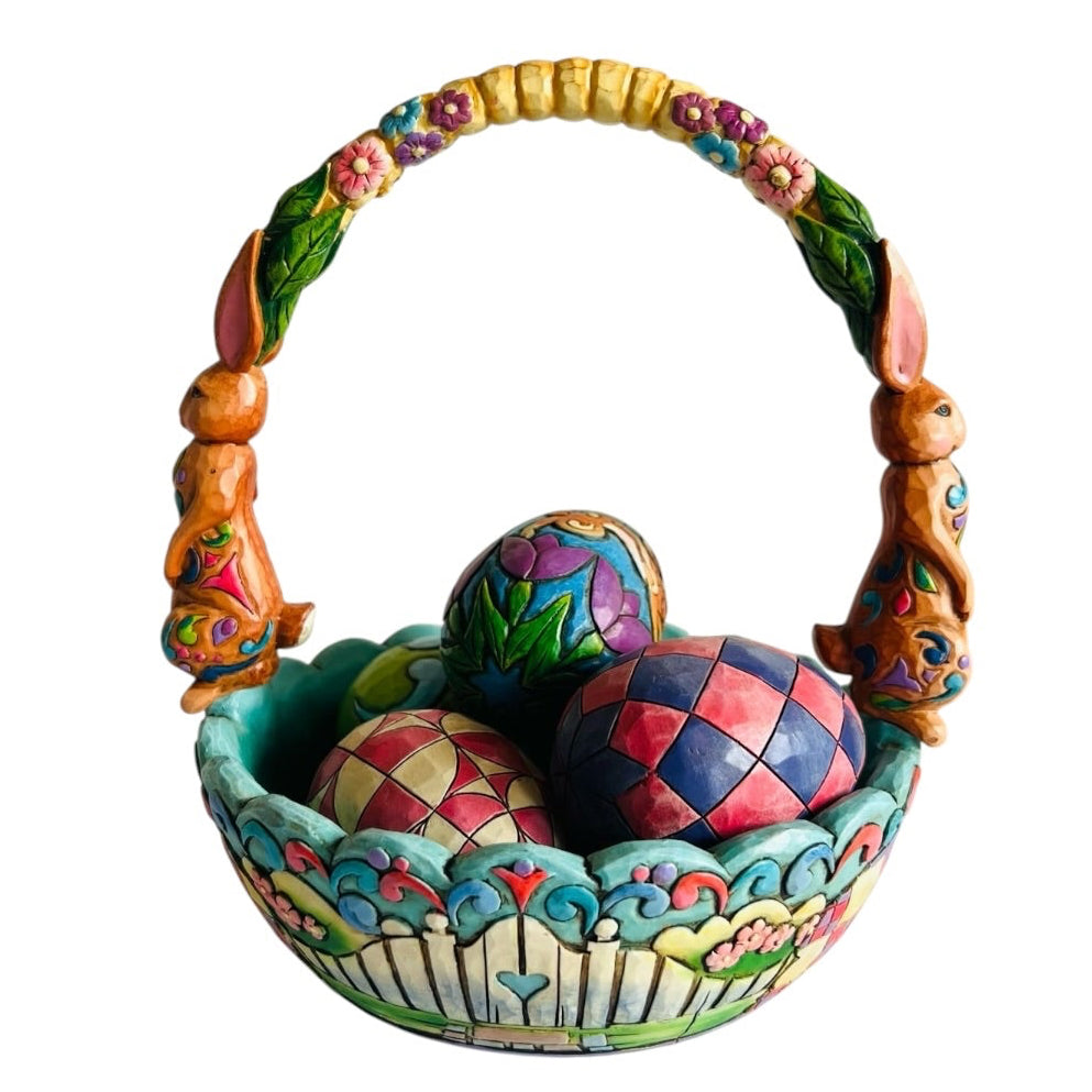 Vintage Jim Shore Heartwood Creek Hunting Eggs Finding Joy Basket