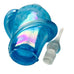 Vintage Blue Glass Iridescent Perfume Bottle Swirls w/ Glass Stopper
