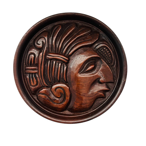 Vintage Honduras Hand Carved Mayan Chief Wooden Wall Art