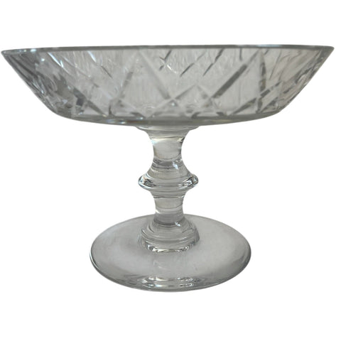 Vintage Val St Lambert Cut Crystal State Pedestal Bowl Compote Wafer Stem Signed