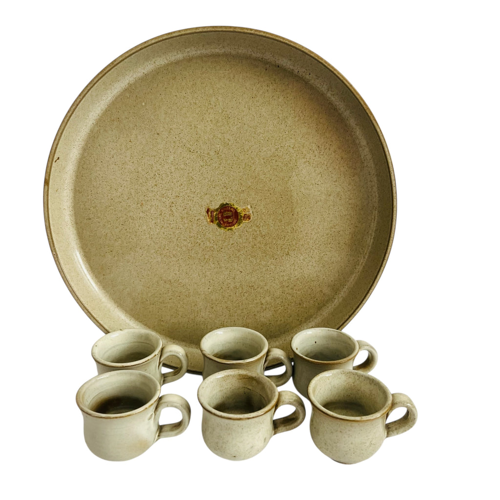 Vintage Normande Stoneware J.D. Poterie Tea/Tray Drinking Set