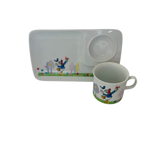 Vintage Walt Disney Productions JAPAN Porcelain Snack Plate & Cup Set
