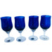 Vintage Celebrity Cobalt Blue with Clear Stem Water Goblets-Set of 4