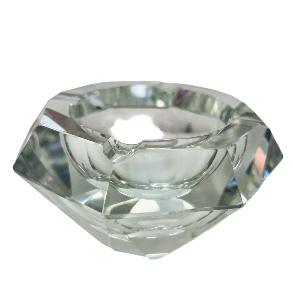 Vintage Mid Century Crystal Faceted Ashtray