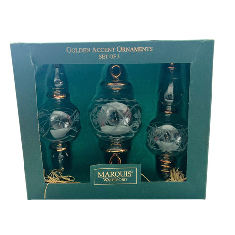 Waterford Crystal Golden Accent Ornaments SET OF 3