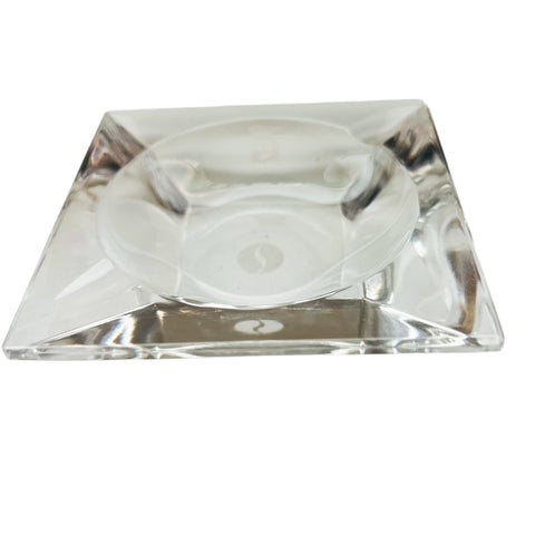 Vintage Retro MCM Mid Century Modern Minimal Clear Glass Square Ashtray