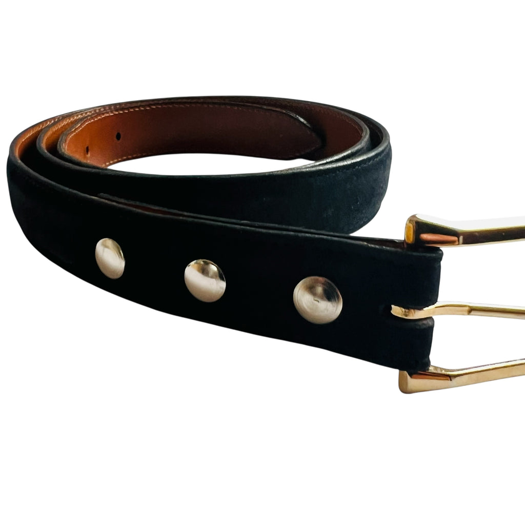 Vintage Lucchese Classic Black Metal Buckle Belt