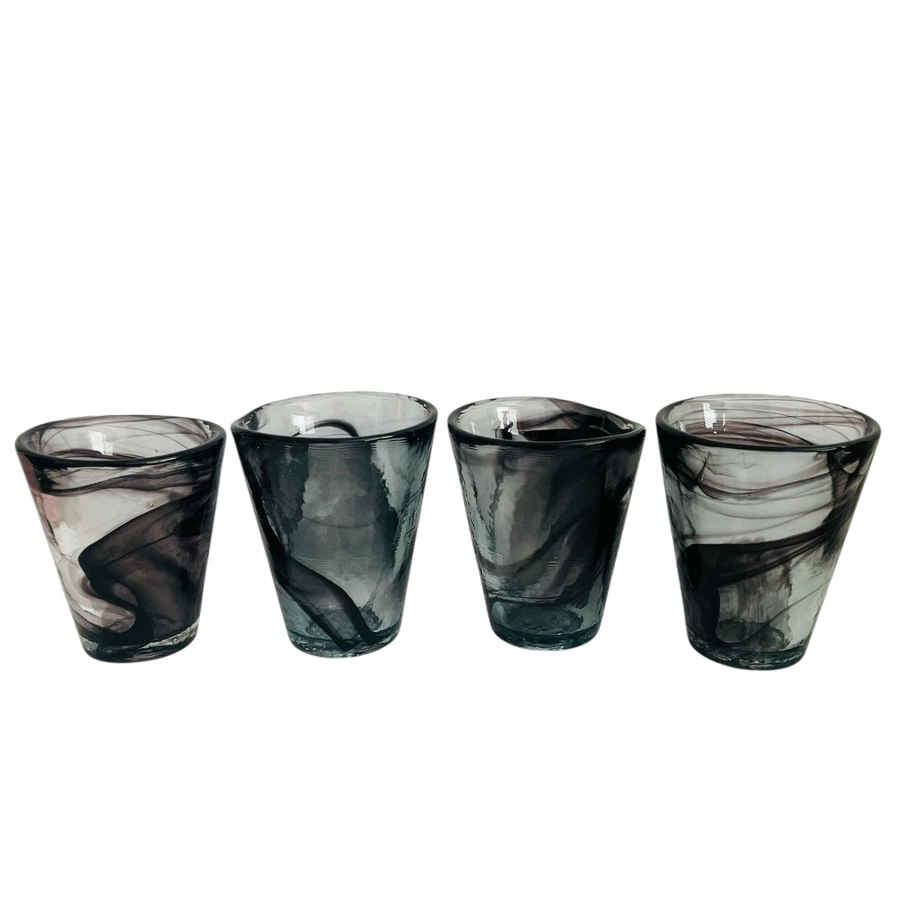 Kosta Boda Swirl Glass Cup by Artist Ulrica Hydman Vallien Sweden Set of Four
