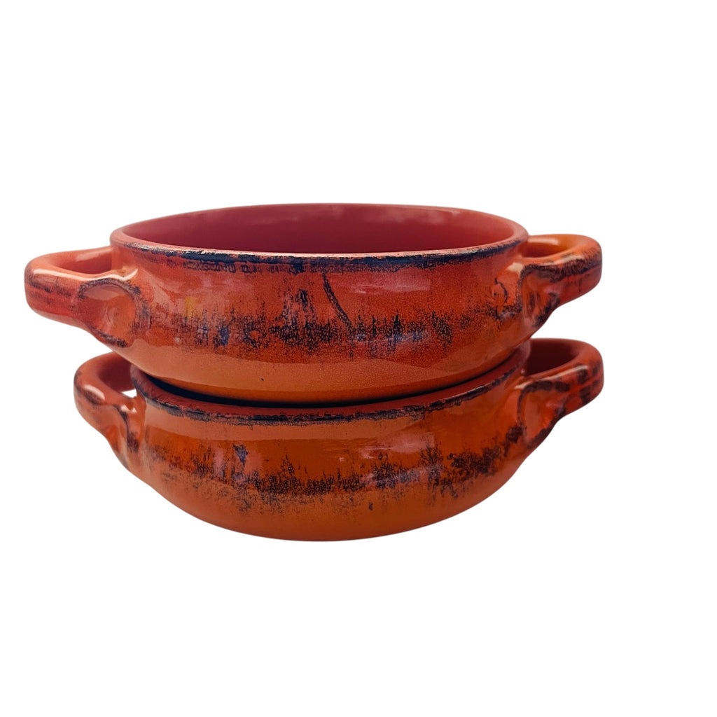 Vintage Terracotta Italy Orange Glazed Bowls