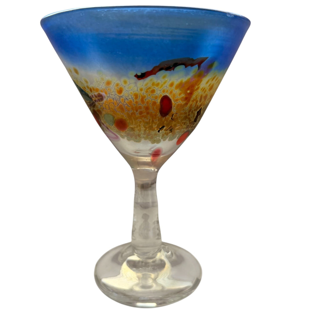 Vintage Martini Glass Art Design Signed