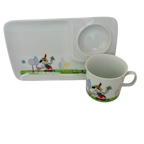 Vintage Walt Disney Productions JAPAN Porcelain Snack Plate & Cup Set