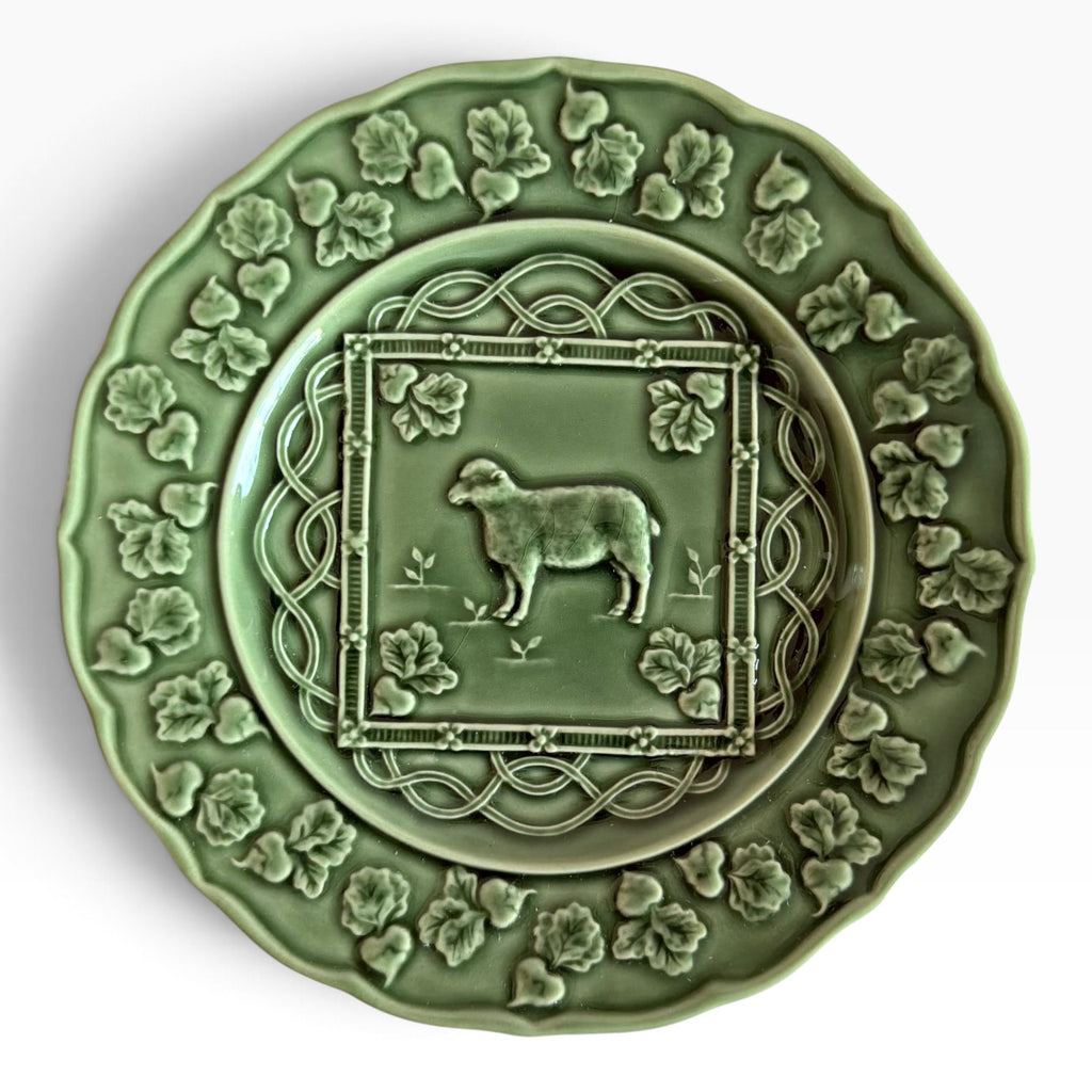 Farm by Bordallo Pinheiro Green Embossed Plate