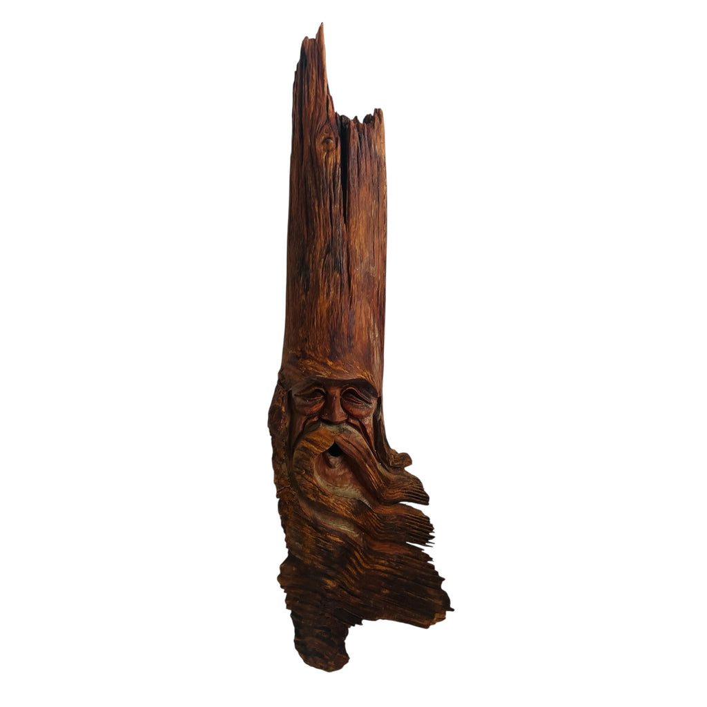 Vintage Hand Carved Wood Man Face Signed Wall Hanging