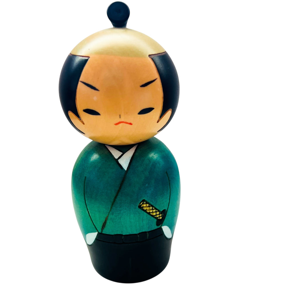 Usaburo Kokeshi Round Head Series Samurai Wood Craft Doll