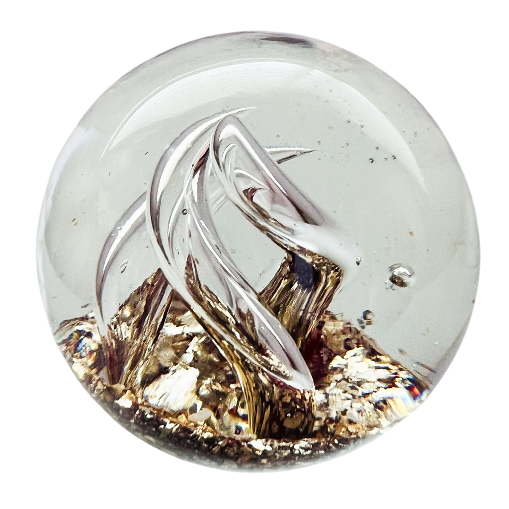Vintage Swirl Glitter Glass Paperweight