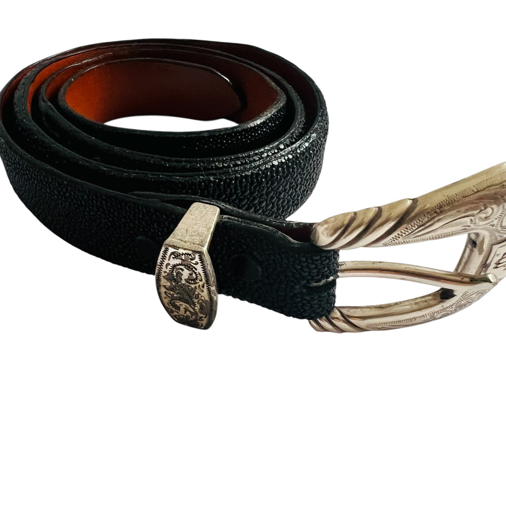 Vintage Lucchese Genuine Stingray Metal Buckle Belt