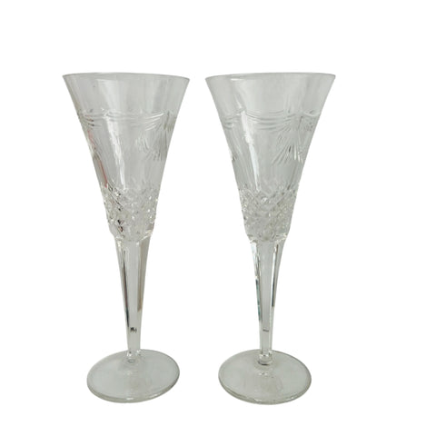 Pair of Waterford Crystal Millenium Toasting Flutes Dated January 1,2000