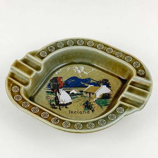 Vintage Irish Porcelain Ashtray Ash Tray Shamrock Ireland